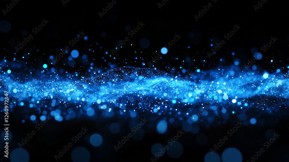 Poster abstract blue sparkle background digital art design elegant wave particle texture glowing bright