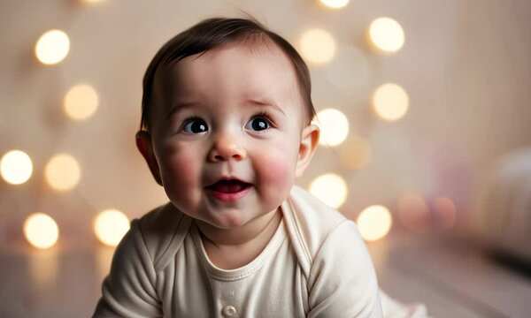 Happy baby playing