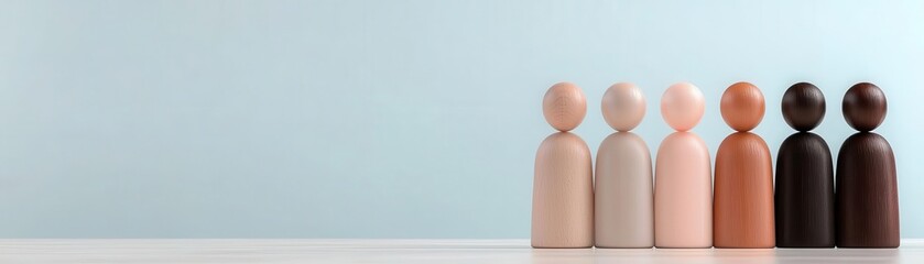 Wooden figurines representing diversity in people and culture.