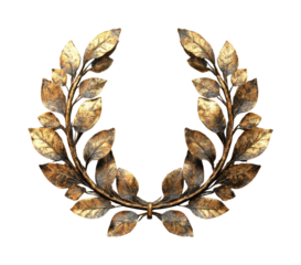 Artistic golden laurel wreath design elegance isolated on transparent background - Generative AI