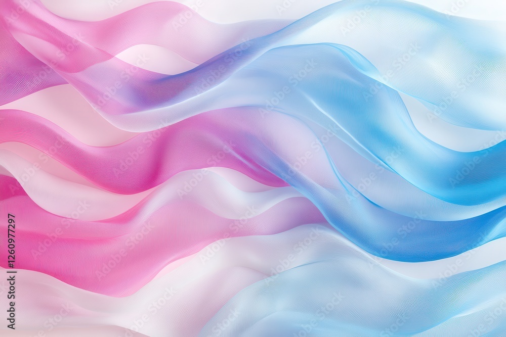 Leinwandbilder Colorful flowing fabric gracefully undulating against a white background creating an ethereal atmosphere and soft light effects in a serene setting