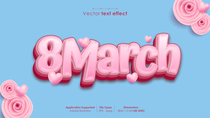 8 march editable text effect in modern trend style