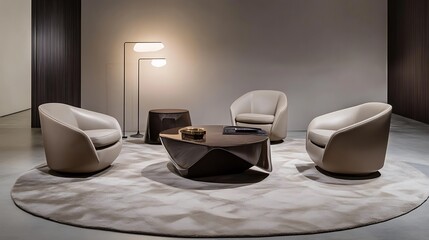 Modern Living Room Furniture Arrangement With Stylish Chairs and Table