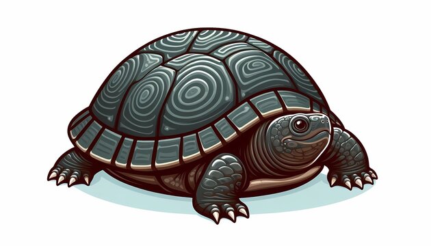 Illustration of a detailed, stylized turtle with intricate shell patterns and a friendly expression.