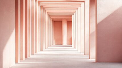 Pink hallway, sunlight, empty, modern, design