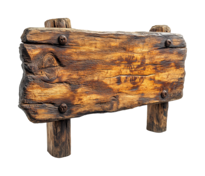 Rustic wooden sign outdoor nature neutral concept isolated on transparent background - Generative AI