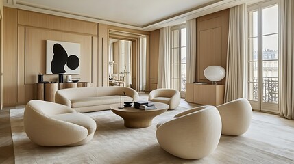 Modern Parisian Apartment Living Room Design
