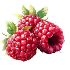 Watercolor Raspberry – Realistic Berry Illustration on Transparent Background