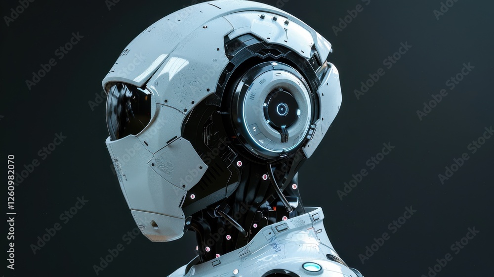 Aufkleber futuristic technology concept featuring a sleek robot head design with high-tech features ideal for 