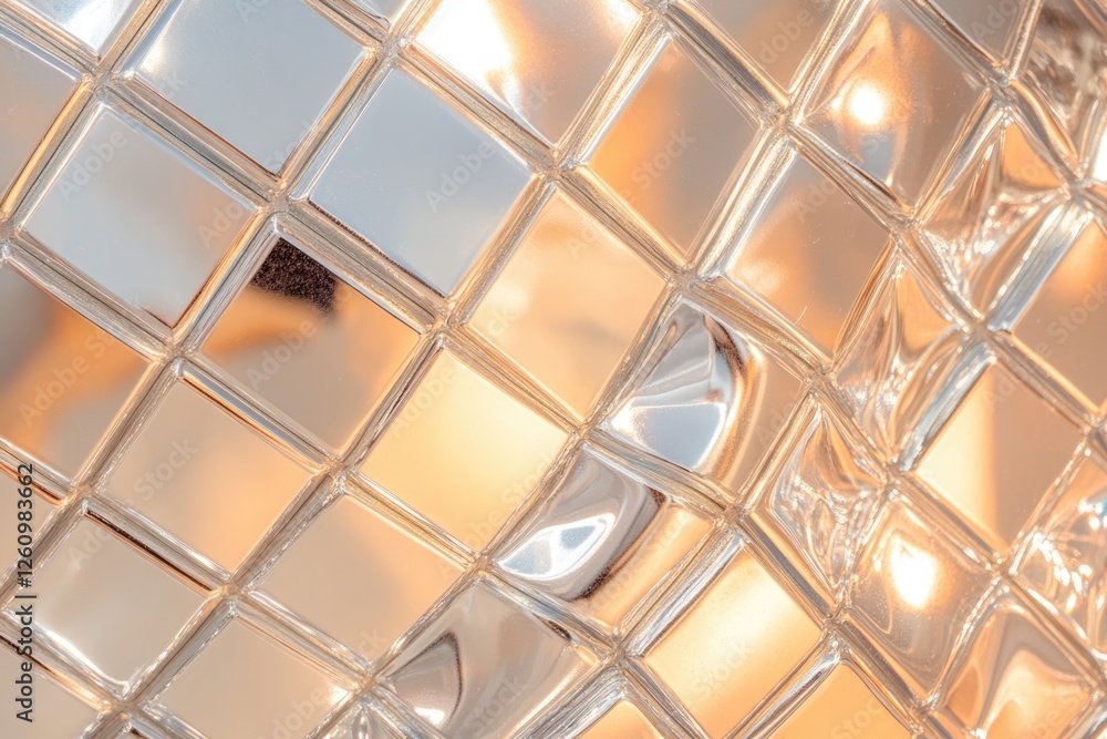 Wall mural close-up view of disco ball surface showing intricate mirror tiles and captivating reflections in mi
