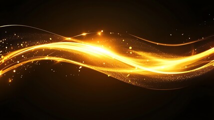 Fototapeta premium Elegant golden wave with sparkling light effects.