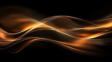 Fototapeta premium Shimmering golden waves on a black background.