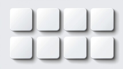 White square buttons, app interface, design mockup