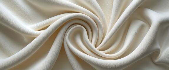 Obraz premium A soft beige fabric is artistically arranged, highlighting its smooth texture and gentle curves. The minimalist setting emphasizes simplicity and elegance while inviting touch