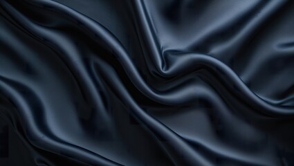 Obraz premium Dark fabric drapes gracefully in a minimalist style, showcasing soft folds that reflect light subtly. The smooth texture adds an elegant touch to the overall aesthetic