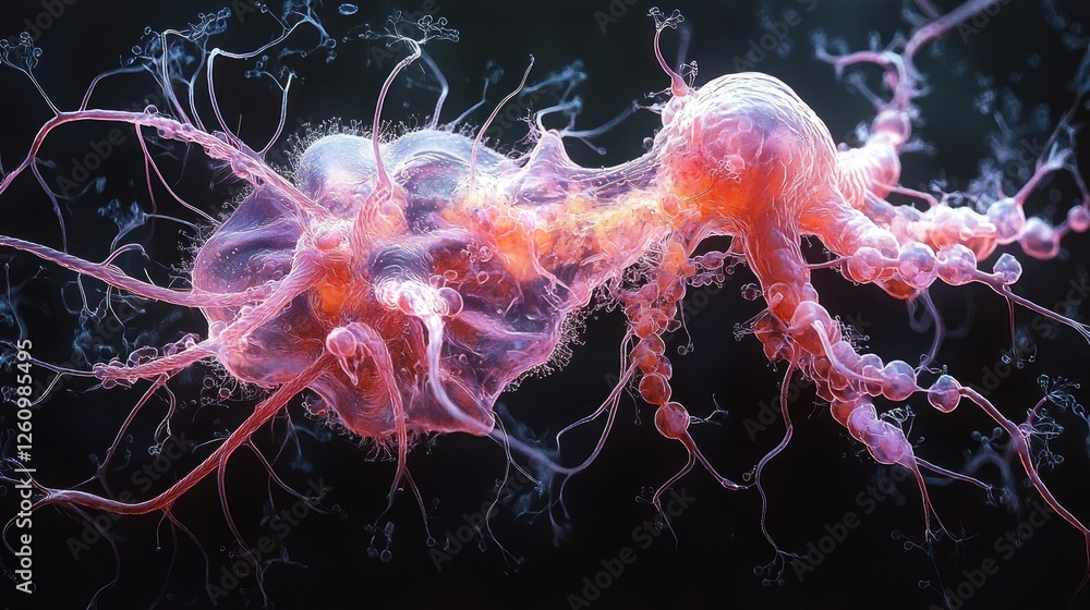 Poster microscopic cellular structure: a digital rendering of a complex biological cell