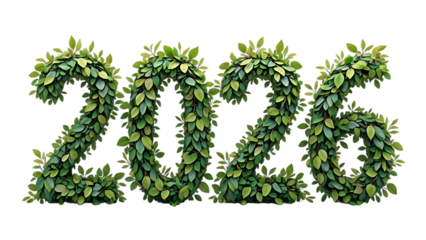 the numbers "2026" rendered in lush green foliage, suggesting growth or a natural theme symbolize a hopeful vision for the year 2026