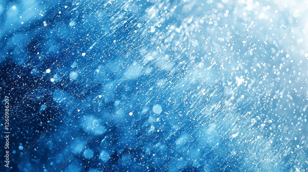 Aufkleber Vivid droplets scatter in a mesmerizing pattern, creating an abstract representation of water in motion. The deep blue background enhances the tranquil yet energetic feeling evoked by the splash
