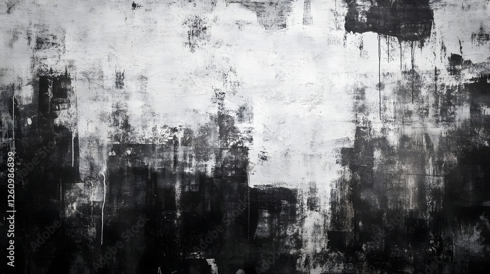 Poster a moody and atmospheric monochrome abstract cityscape with a textured grunge backdrop creating a cap