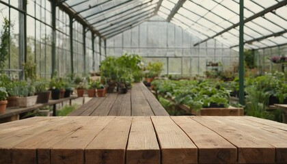 Fototapeta premium Tranquil Interior Empty Glasshouse Ready for Growth 6