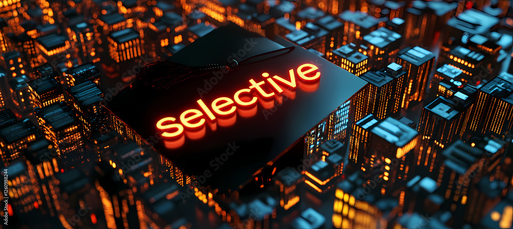 Aufkleber selective innovation: a visually striking image of a neon lit 