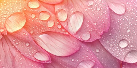 Close-up view of dewdrops on vibrantly colored flower petals in natural light during early morning