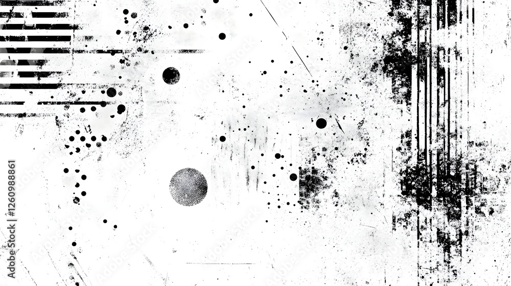 Poster A striking abstract background featuring a chaotic composition of monochrome splatter brushstrokes geometric shapes and dynamic lines