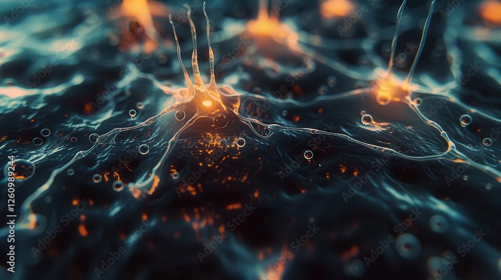 Aufkleber futuristic abstract digital technology background with glowing elements and fluid shapes for creativ