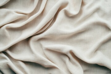 Obraz premium Elegant cream linen fabric flowing softly under delicate light evokes serenity and sophistication in a tranquil setting