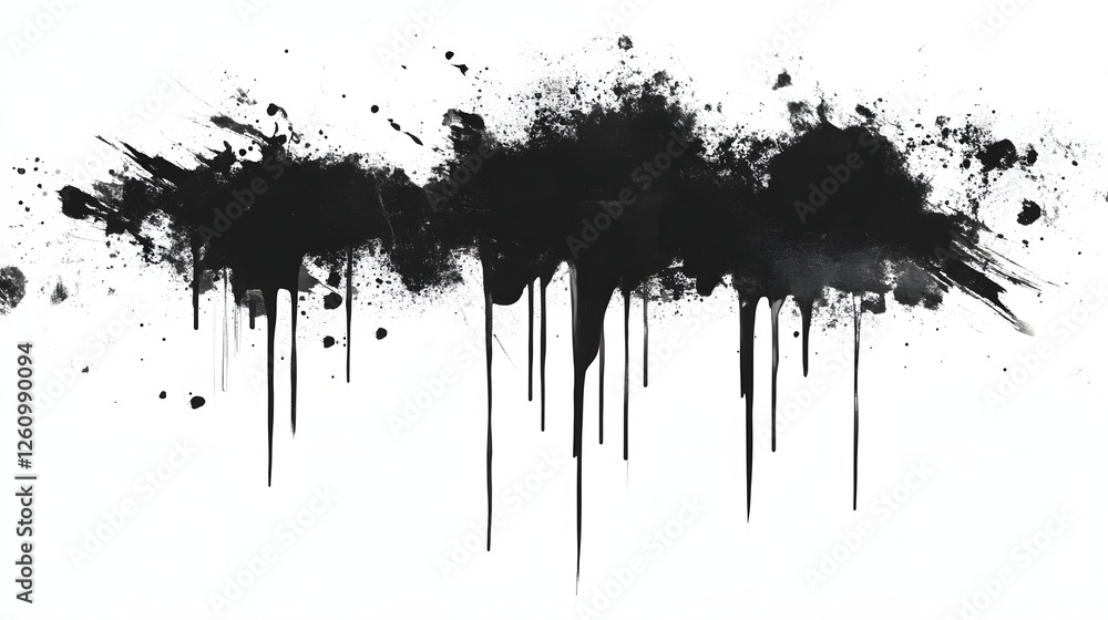 Leinwandbilder A striking monochrome abstract background featuring dramatic splatters blots and brushstrokes of flowing ink in a bold dynamic and expressive composition