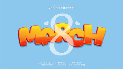 8 march editable vector text effect