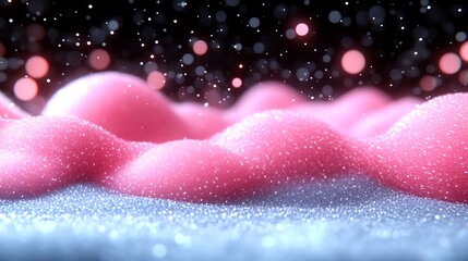 Glittering Pink Foam Landscape With Shimmering Lights