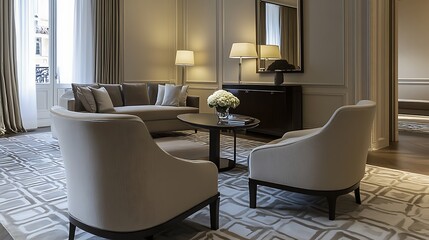 Elegant Living Room Featuring Modern Sofa and Chairs