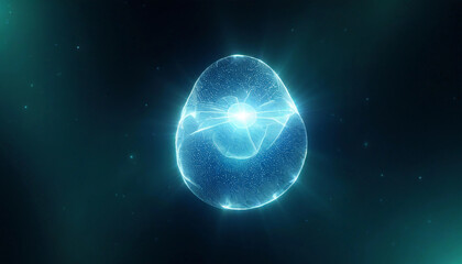 Obraz premium Mysterious Deep-Sea Creature: A mesmerizing image of a bioluminescent deep-sea creature glowing in the inky darkness of the ocean, with intricate patterns of light along its body and other faintly glo