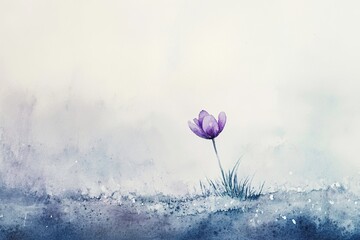Vivid purple flower blooming in soft, calm background at springtime. Generative AI