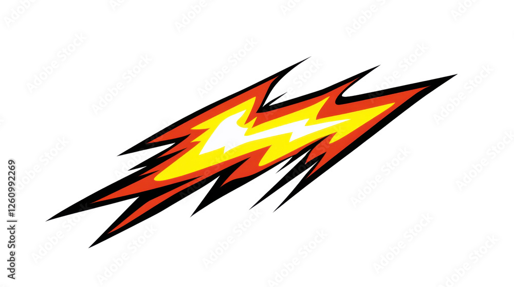 Poster diagonal lightning flash striking with transparent background