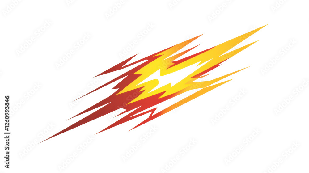 Poster diagonal lightning bolt striking with red and yellow transparent background