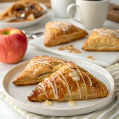 a plate with a apple turnover