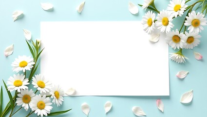 Obraz premium Spring floral frame white daisies cherry blossoms