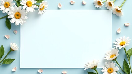 Obraz premium Spring floral frame white daisies cherry blossoms