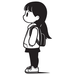 Adorable Cartoon School Kid – Simple Line Art Illustration
