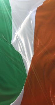 Flag of Ivory Coast or Cote dIvoire. 4K Vertical. Loop