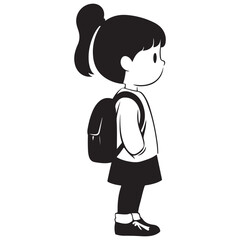 Adorable Cartoon School Kid – Simple Line Art Illustration