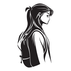 Lonely Wanderer – Young Woman with Backpack Graphic