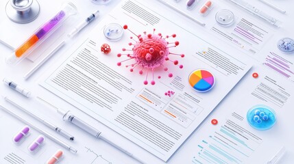Modern Medical Infographic Design for World Cancer Day Featuring Colorful Data Representation and Virus Models