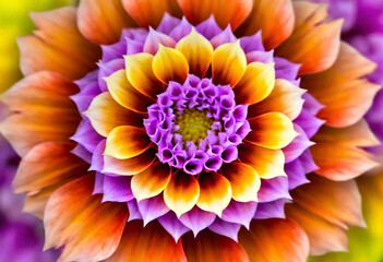 Obraz premium Flower Petal Spiral: A whimsical and vibrant design that mimics the spiral shapes formed by petals as they bloom, blending colors from nature's flowers such as bright oranges, yellows, and pinks, arra