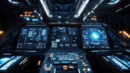 Obraz premium Spaceship bridge controls, futuristic flight