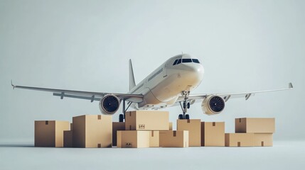 Airplane Cargo Delivery; Boxes; Studio