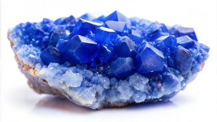 Fototapeta premium Blue crystal cluster, geode, mineral specimen, lapis lazuli rock formation