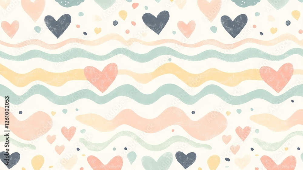 Poster abstract heart pattern with wavy lines background